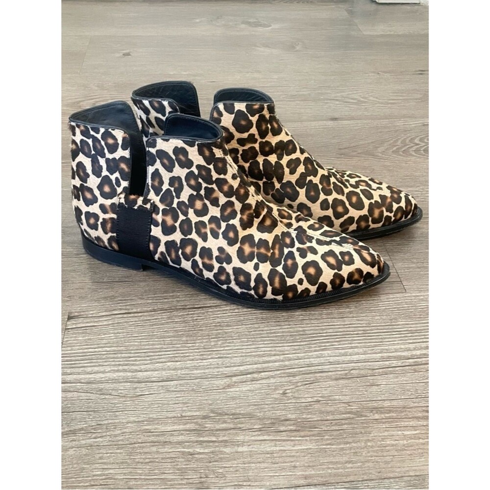 Viajiyu Leopard Print Calf hair  Ankle Boots Sz 39.5/ US 8